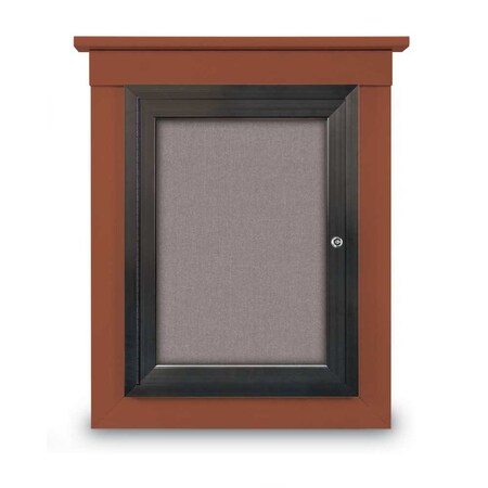 United Visual Products 72"x48" 3-Door Enclosed Letterboard, Header, White Vinyl/Cherry UV2628HD-CHERRY-WHITE